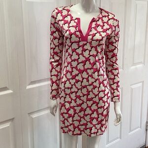 Diane Von Furstenberg “Reina” Pink and White Abstract Floral Dress